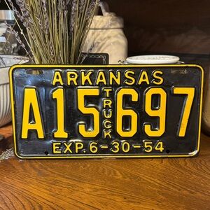 Vintage Arkansas Single Vehicle 1954 License Plate